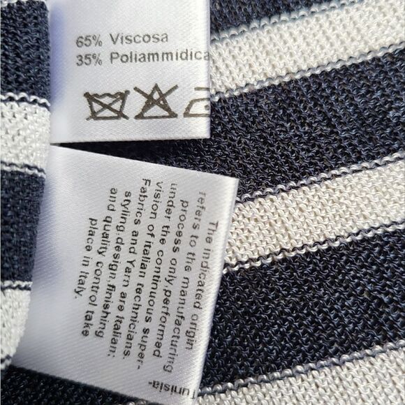 Luisa Spagnoli open cardigan Cascade asymmetrical, navy & white striped - Picture 4 of 8